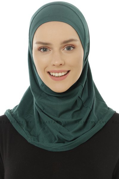 Hanfendy Plain Logo - Mörkgrön One-Piece Hijab