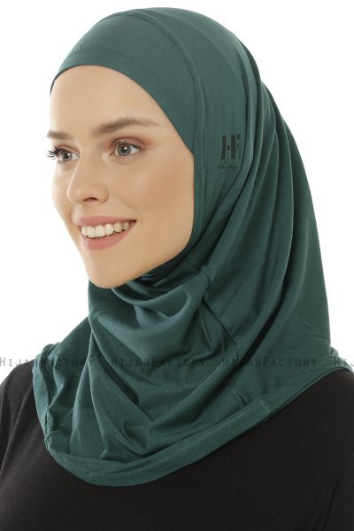 Hanfendy Plain Logo - Mörkgrön One-Piece Hijab