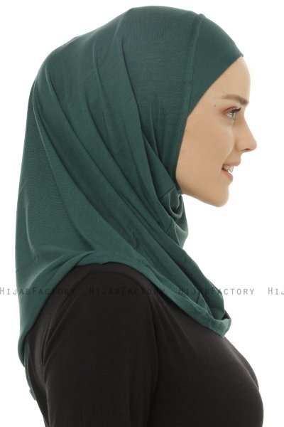 Hanfendy Plain Logo - Mörkgrön One-Piece Hijab