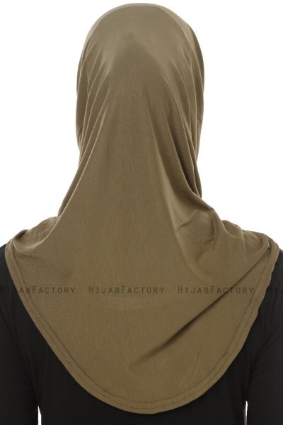Hanfendy Plain Logo - Khaki One-Piece Hijab
