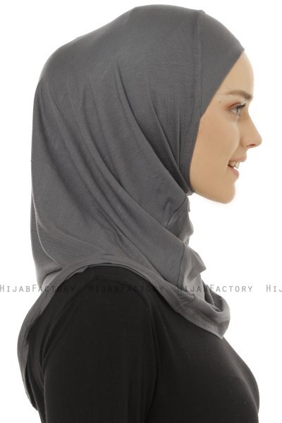 Hanfendy Plain Logo - Mörkgrå One-Piece Hijab