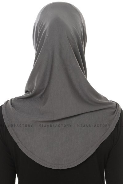 Hanfendy Plain Logo - Mörkgrå One-Piece Hijab