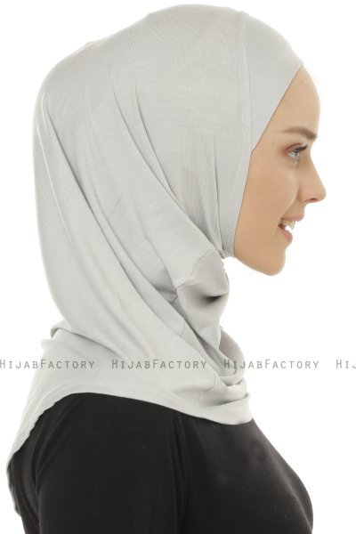 Hanfendy Plain Logo - Ljusgrå One-Piece Hijab