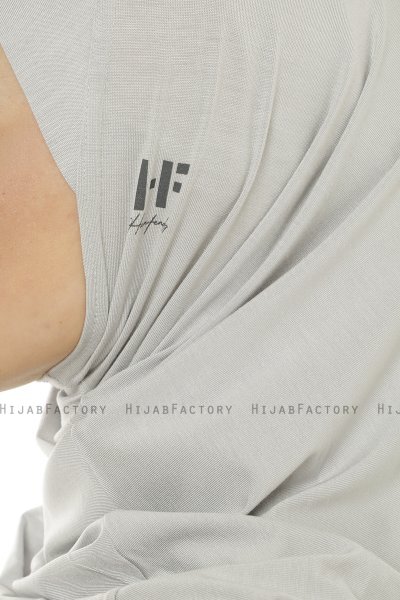 Hanfendy Plain Logo - Ljusgrå One-Piece Hijab