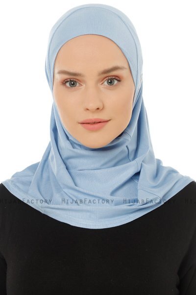 Hanfendy Plain Logo - Ljusblå One-Piece Hijab