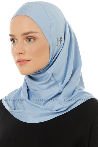 Hanfendy Plain Logo - Ljusblå One-Piece Hijab