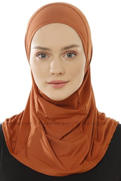 Hanfendy Plain Logo - Tegelröd One-Piece Hijab