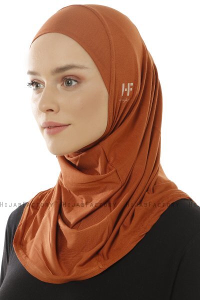 Hanfendy Plain Logo - Tegelröd One-Piece Hijab