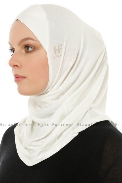 Hanfendy Cross Logo - Creme One-Piece Hijab