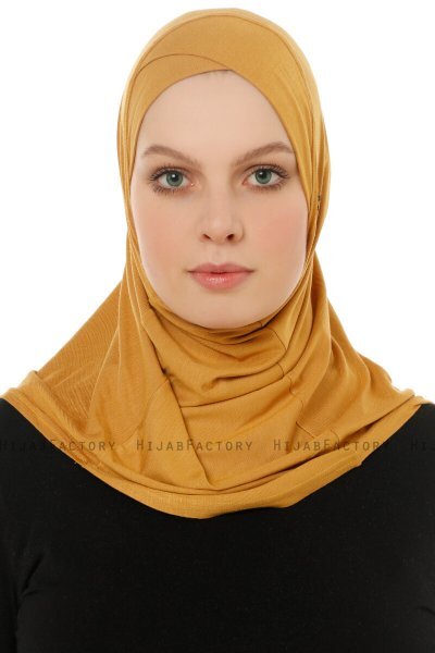 Hanfendy Cross Logo - Senapsgul One-Piece Hijab