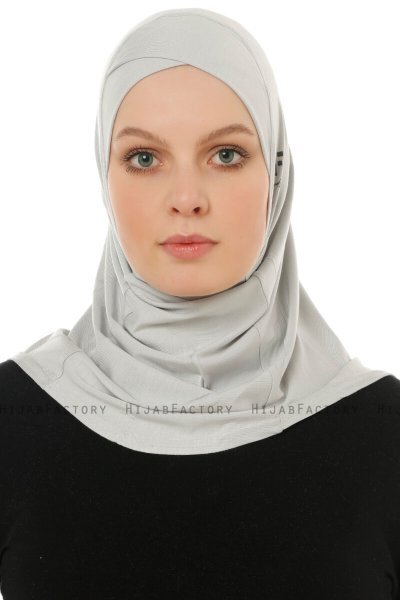 Hanfendy Cross Logo - Ljusgrå One-Piece Hijab