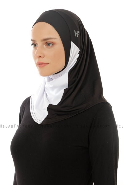 Esin - Svart & Vit & Ljusgrå One-Piece Hijab