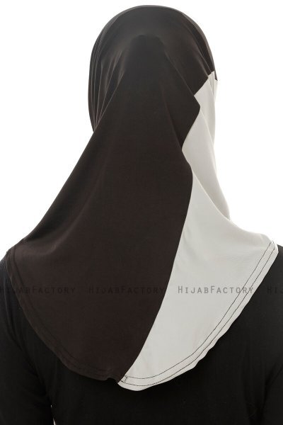Esin - Svart & Vit & Ljusgrå One-Piece Hijab