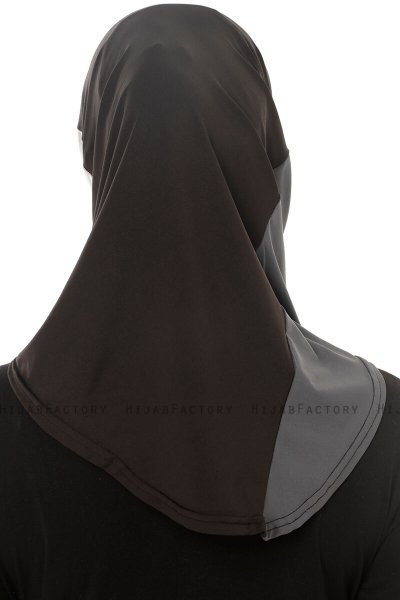 Esin - Svart & Ljusgrå & Antracit One-Piece Hijab
