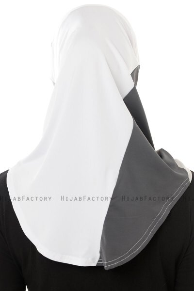 Esin - Vit & Ljusgrå & Antracit One-Piece Hijab