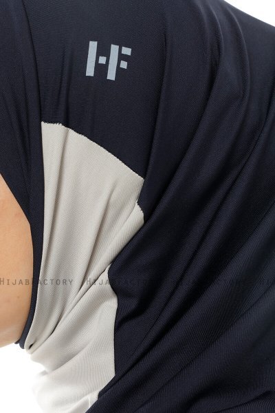 Esin - Marinblå & Ljusgrå & Ljusblå One-Piece Hijab