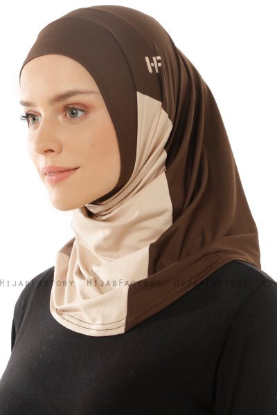 Esin - Brun & Ljus Taupe & Mörk Taupe One-Piece Hijab