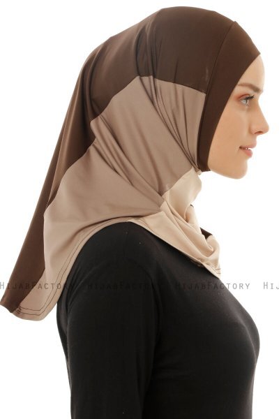 Esin - Brun & Ljus Taupe & Mörk Taupe One-Piece Hijab
