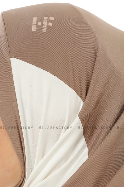 Esin - Mörk Taupe & Creme & Ljus Taupe One-Piece Hijab