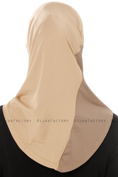 Esin - Beige & Creme & Mörk Taupe One-Piece Hijab