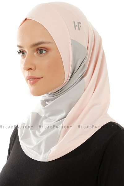 Esin - Gammelrosa & Ljusgrå & Creme One-Piece Hijab