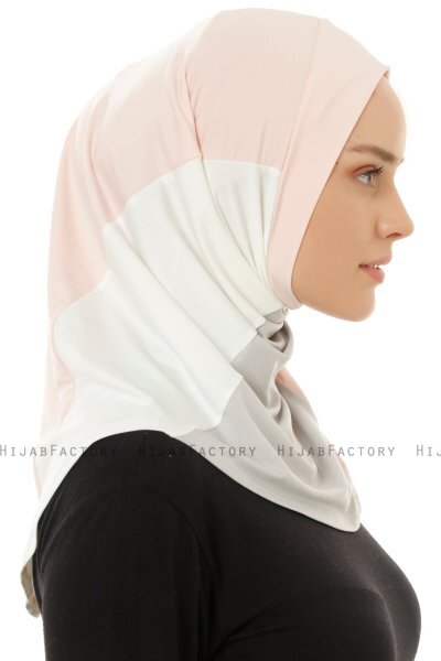 Esin - Gammelrosa & Ljusgrå & Creme One-Piece Hijab