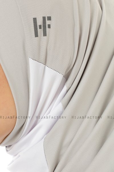 Esin - Ljusgrå & Vit & Antracit One-Piece Hijab