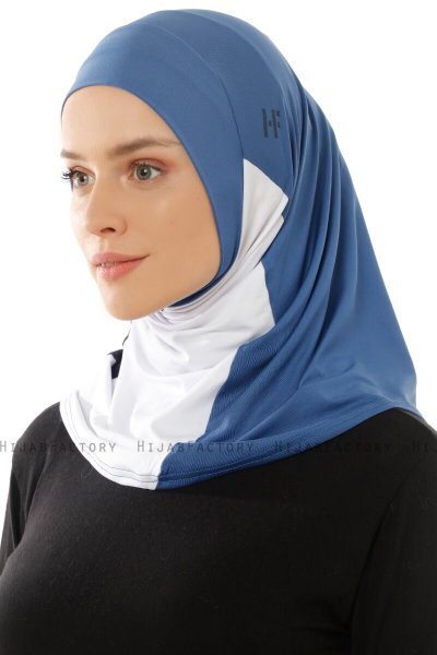 Esin - Indigo & Vit & Marinblå One-Piece Hijab