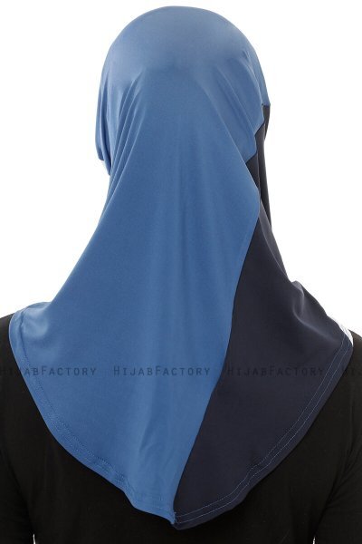 Esin - Indigo & Vit & Marinblå One-Piece Hijab