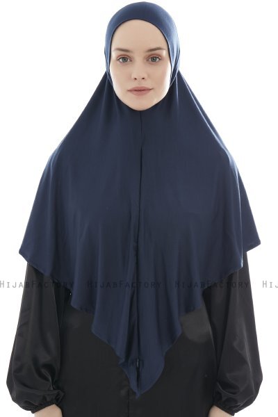Ajda - Marinblå Hijab Med Dragkedja