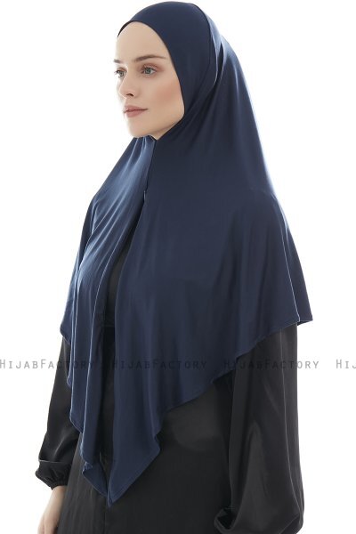 Ajda - Marinblå Hijab Med Dragkedja