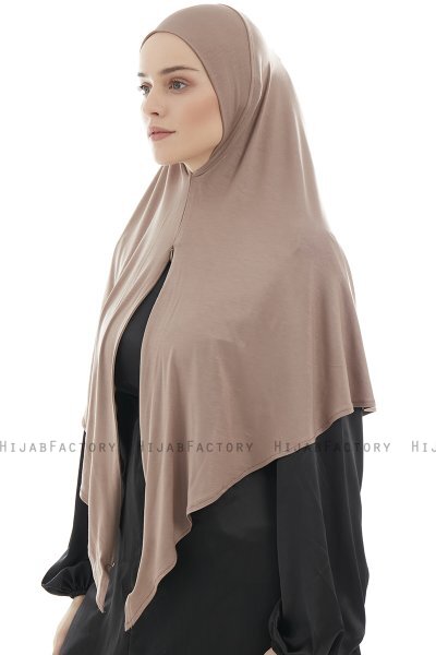 Ajda - Mörk Taupe Hijab Med Dragkedja
