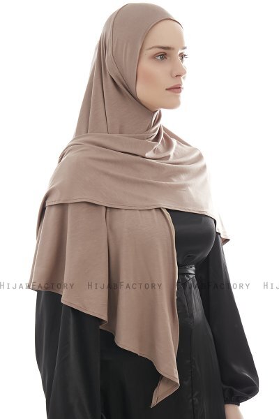 Ajda - Mörk Taupe Hijab Med Dragkedja