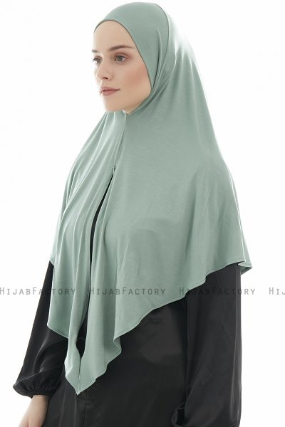 Ajda - Grön Hijab Med Dragkedja