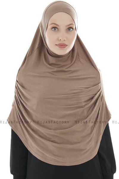 Roxelana - Mörk Taupe Lång Al Amira Hijab