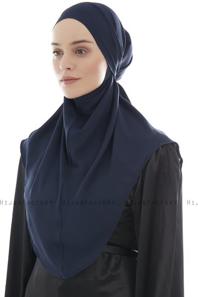 Ebrar - Marinblå Crepe Chiffon Al Amira Hijab