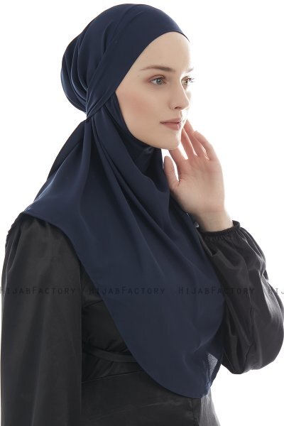 Ebrar - Marinblå Crepe Chiffon Al Amira Hijab