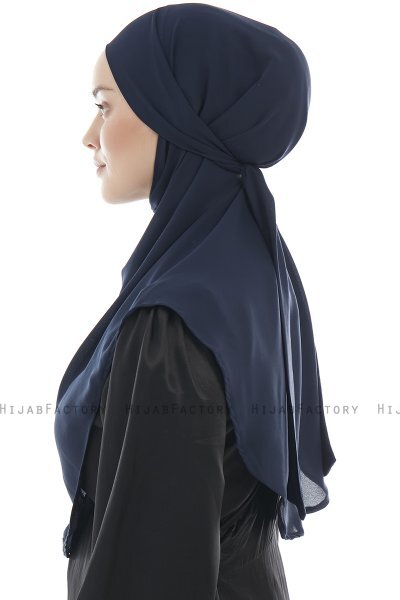 Ebrar - Marinblå Crepe Chiffon Al Amira Hijab