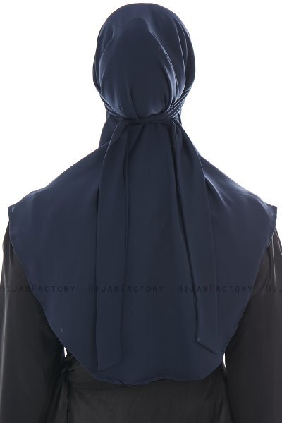 Ebrar - Marinblå Crepe Chiffon Al Amira Hijab