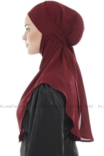 Ebrar - Bordeaux Crepe Chiffon Al Amira Hijab