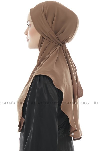 Ebrar - Brun Crepe Chiffon Al Amira Hijab