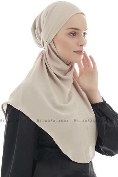 Ebrar - Ljus Taupe Crepe Chiffon Al Amira Hijab
