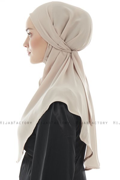 Ebrar - Ljus Taupe Crepe Chiffon Al Amira Hijab