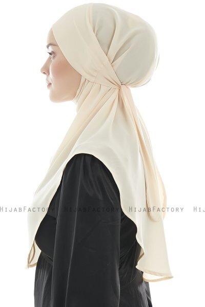 Ebrar - Ljus Beige Crepe Chiffon Al Amira Hijab