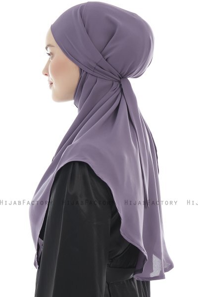 Ebrar - Mörklila Crepe Chiffon Al Amira Hijab