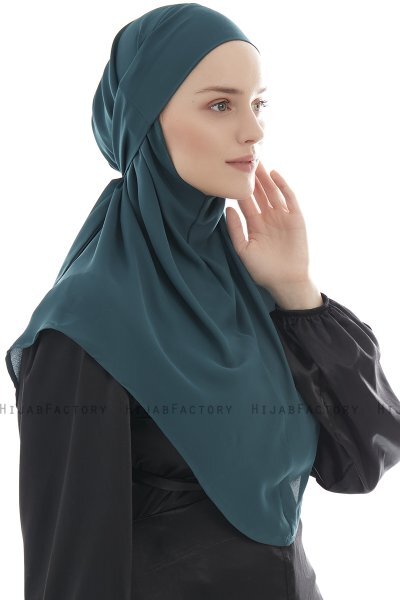 Ebrar - Mörkgrön Crepe Chiffon Al Amira Hijab