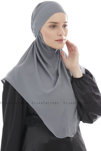 Ebrar - Mörkgrå Crepe Chiffon Al Amira Hijab