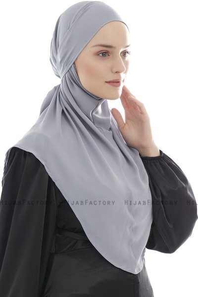 Ebrar - Ljusgrå Crepe Chiffon Al Amira Hijab