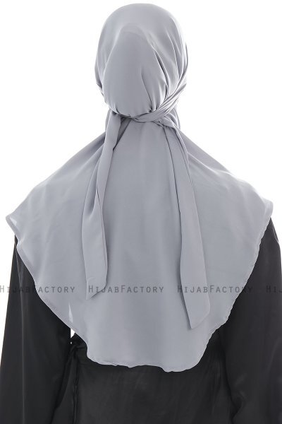 Ebrar - Ljusgrå Crepe Chiffon Al Amira Hijab