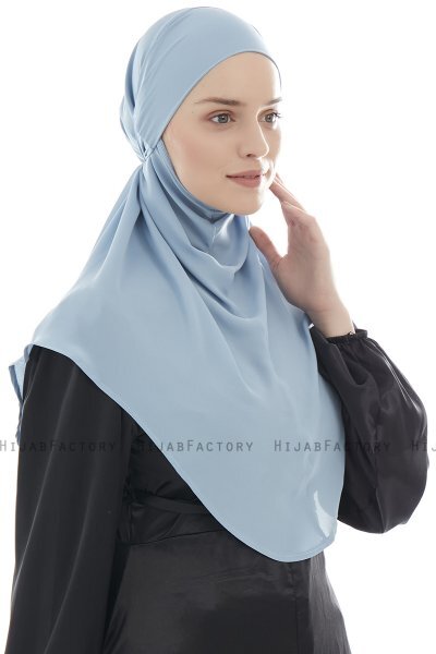 Ebrar - Ljusblå Crepe Chiffon Al Amira Hijab